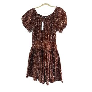 NEW J.Crew Drop-waist Cotton Poplin mocha floral mini dress